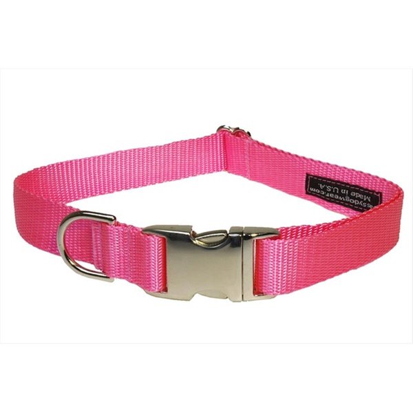 Sassy Dog Wear Nylon & Aluminum Buckles Dog Collar, Pink - Medium SA455495